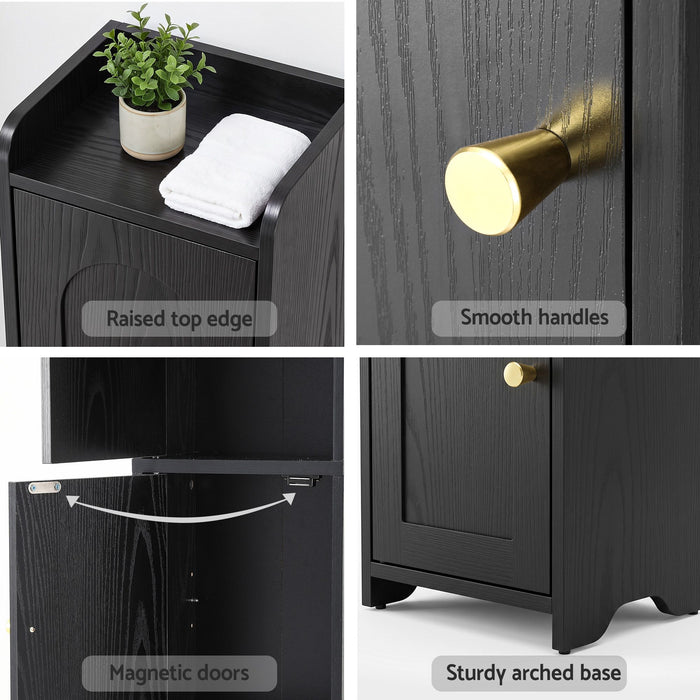 Artiss Bathroom Storage Cabinet Freestanding Cupboard Narrow Floor Shelf Black