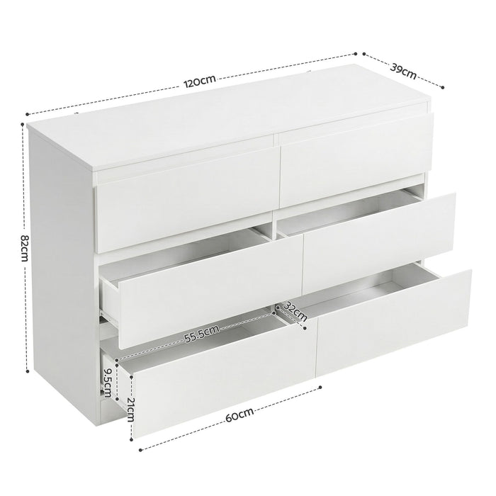 Artiss 6 Chest of Drawers Lowboy White