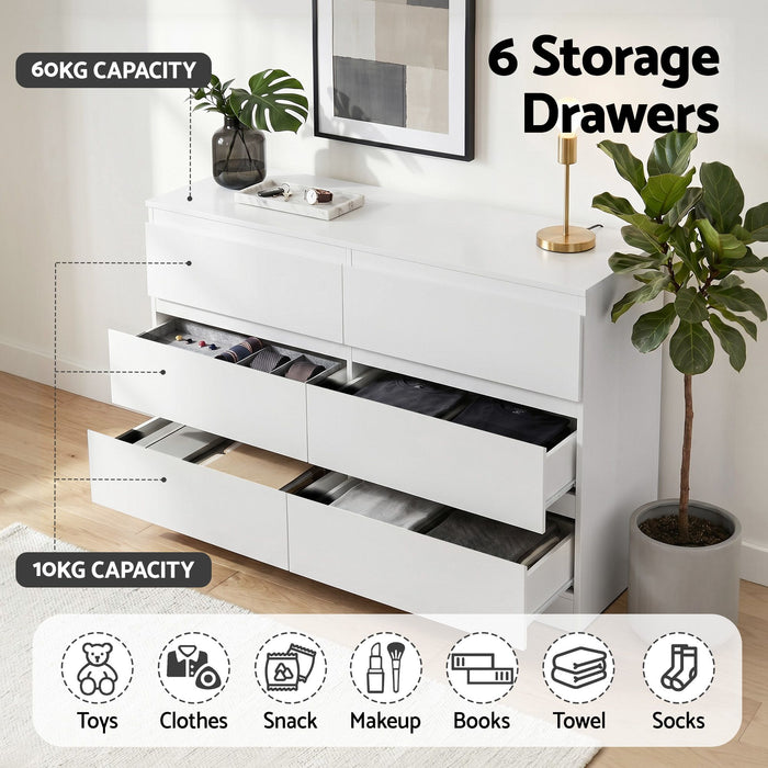 Artiss 6 Chest of Drawers Lowboy White