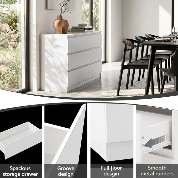 Artiss 6 Chest of Drawers Lowboy White