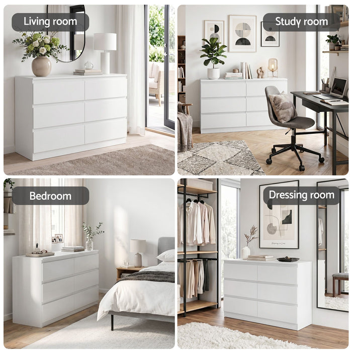 Artiss 6 Chest of Drawers Lowboy White