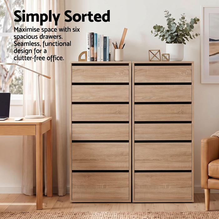 Artiss 2x Chest of 6 Drawers Dresser Tallboy Pine