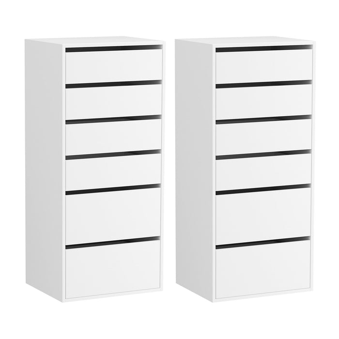 Artiss 2x Chest of 6 Drawers Dresser Tallboy White