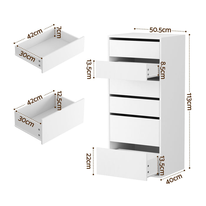 Artiss 2x Chest of 6 Drawers Dresser Tallboy White