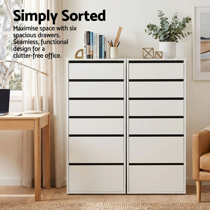 Artiss 2x Chest of 6 Drawers Dresser Tallboy White