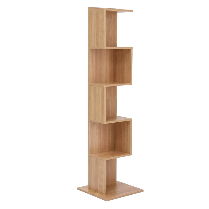 Artiss 5 Tiers Bookshelf S-shaped Bookcase Oak