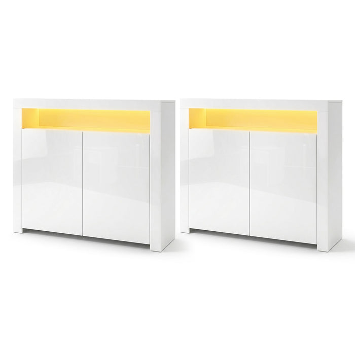 Artiss 2x Buffet Sideboard Cabinet LED Cupboard High-Gloss Storage Pantry ARNO