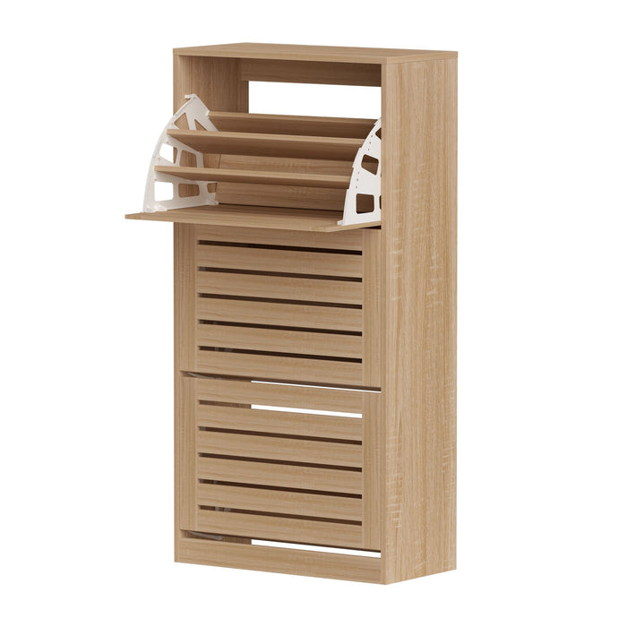 Artiss 2x Shoe Cabinet Storage Organiser 3 Flip Drawer Pine