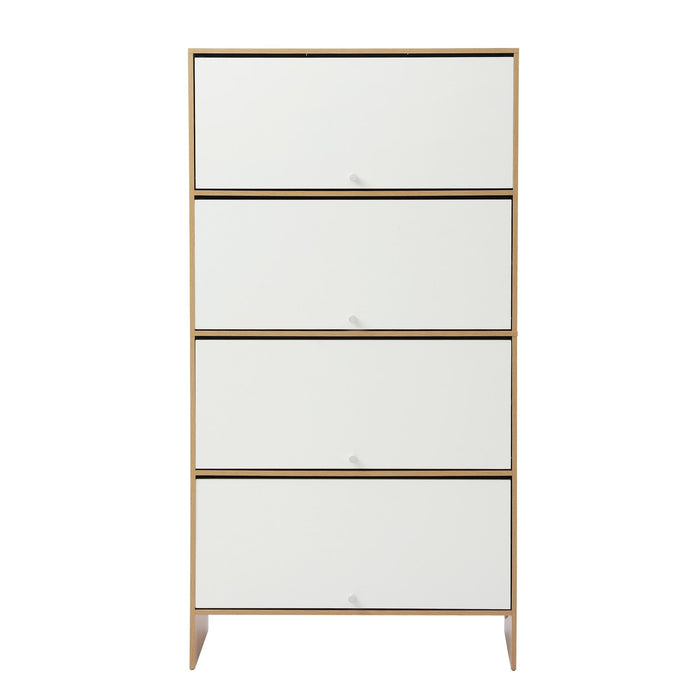 Artiss Narrow Shoe Cabinet Adjustable Shelves Flip-up Door White & Pine