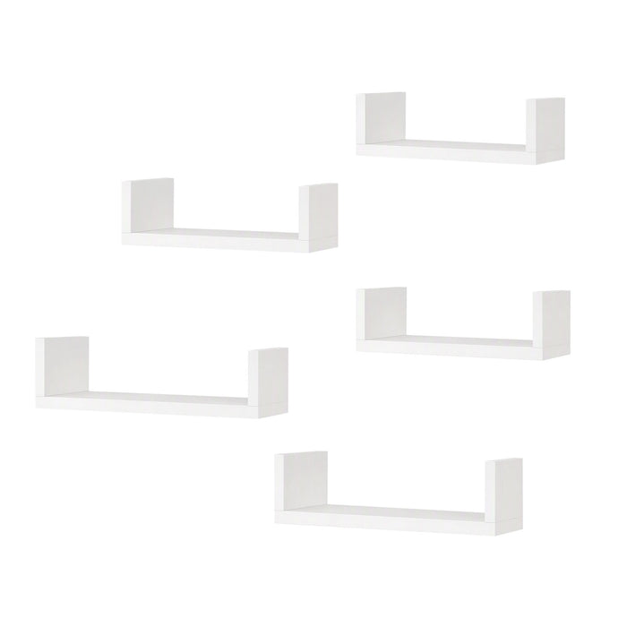 Artiss Floating Wall Shelves Set of 5 Mounted U-Shape Display Ledge, White