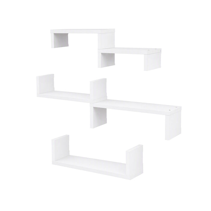 Artiss Floating Wall Shelves Set of 5 Mounted U-Shape Display Ledge, White