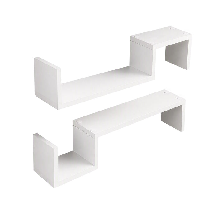 Artiss Set of 2 Floating Shelves Wall Mounted S-Shape Display Ledge, White