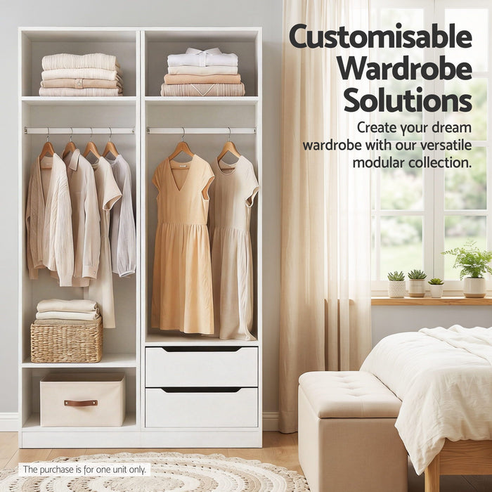 Artiss Wardrobe Clothes Closet Storage Organizer Shelf White