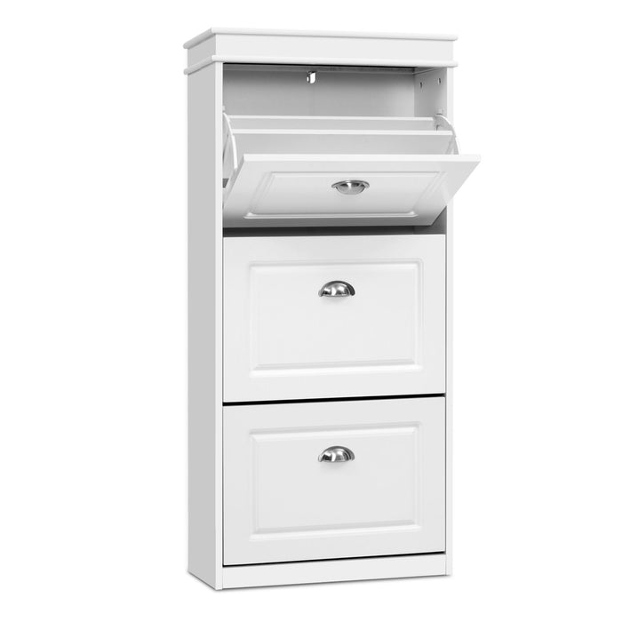 Artiss 2x Shoe Cabinet Storage Organiser 3 Flip Drawer White