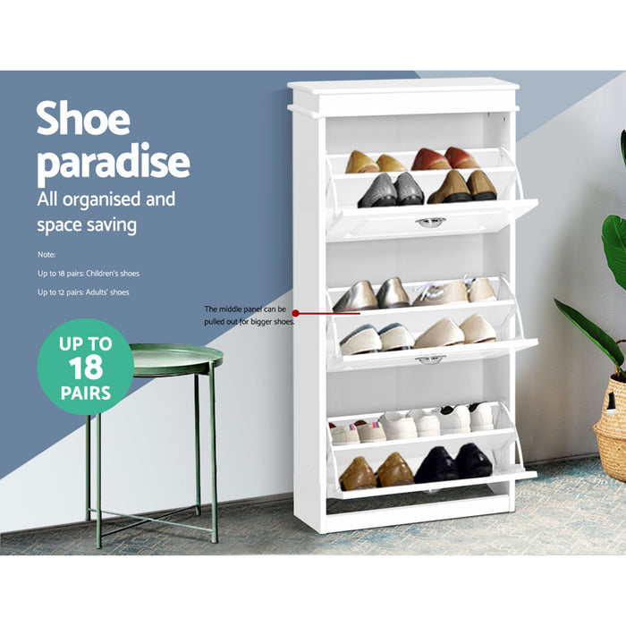 Artiss 2x Shoe Cabinet Storage Organiser 3 Flip Drawer White