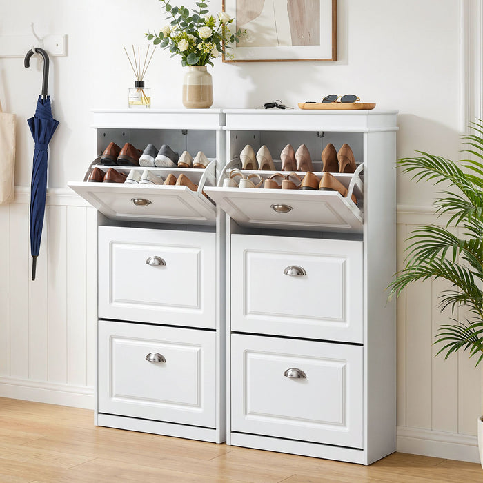 Artiss 2x Shoe Cabinet Storage Organiser 3 Flip Drawer White