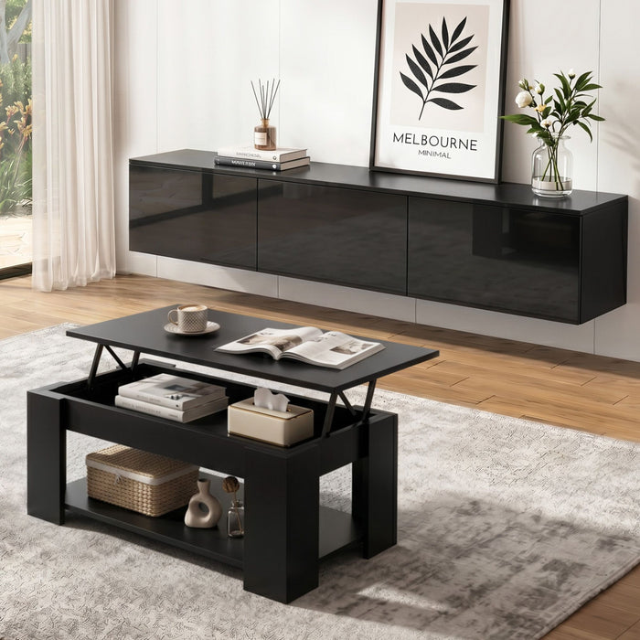 Artiss TV Unit & Coffee Table Set Storage Cabinet Black