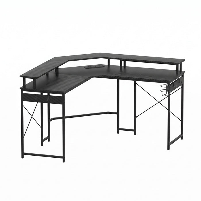 Artiss L-Shape Gaming Desk Computer Desks RGB LED Power Outlet 130cm Black