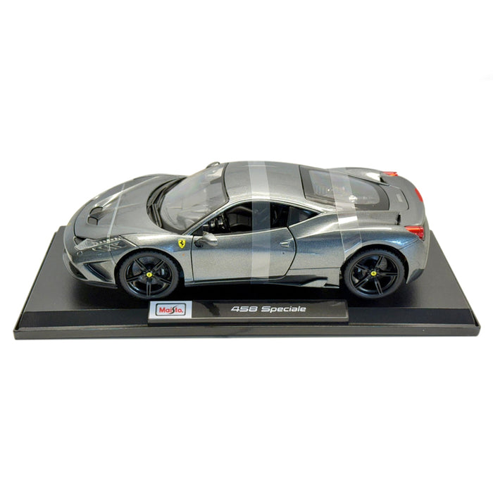 Maisto 1:18 Metallic Diecast + Plastic Part Car Model Ferrari 458 Speciale Grey