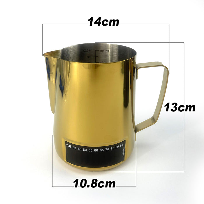 Latte Stainless Steel Pro Milk Frothing Pitcher Jug With Integrated Double side Large liquid crystal temperature display 4 Colors