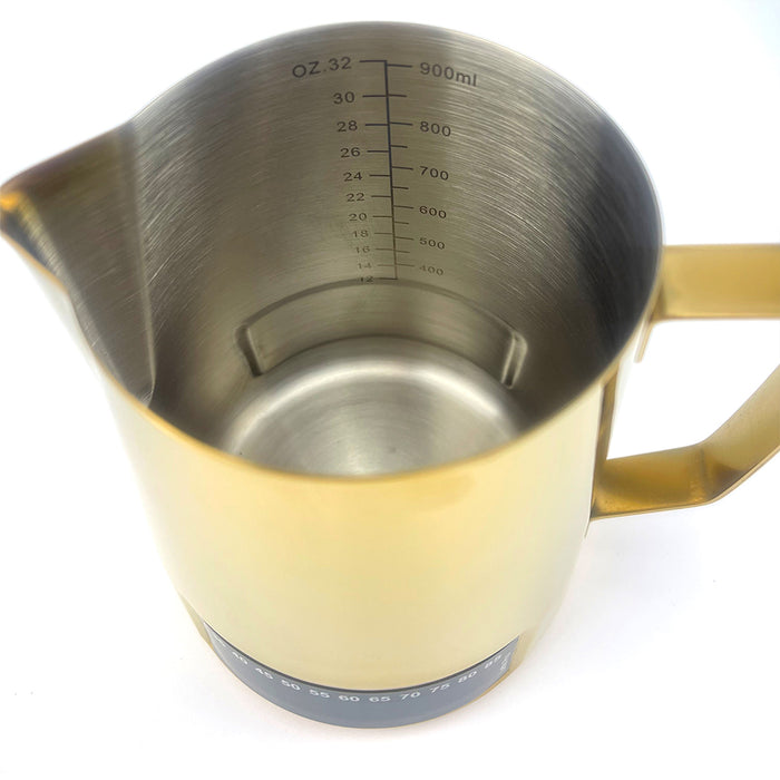 Latte Stainless Steel Pro Milk Frothing Pitcher Jug With Integrated Double side Large liquid crystal temperature display 4 Colors