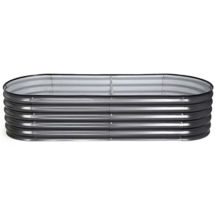Green Fingers 4 Pcs Raised Garden Bed Kit Oval Galvanized Steel Planter Boxes 160x80x42cm, Heavy Duty Metal Elevated Garden Bed for Vegetables Flowers Herbs, with Safety Edging, Gloves & Pegs Included