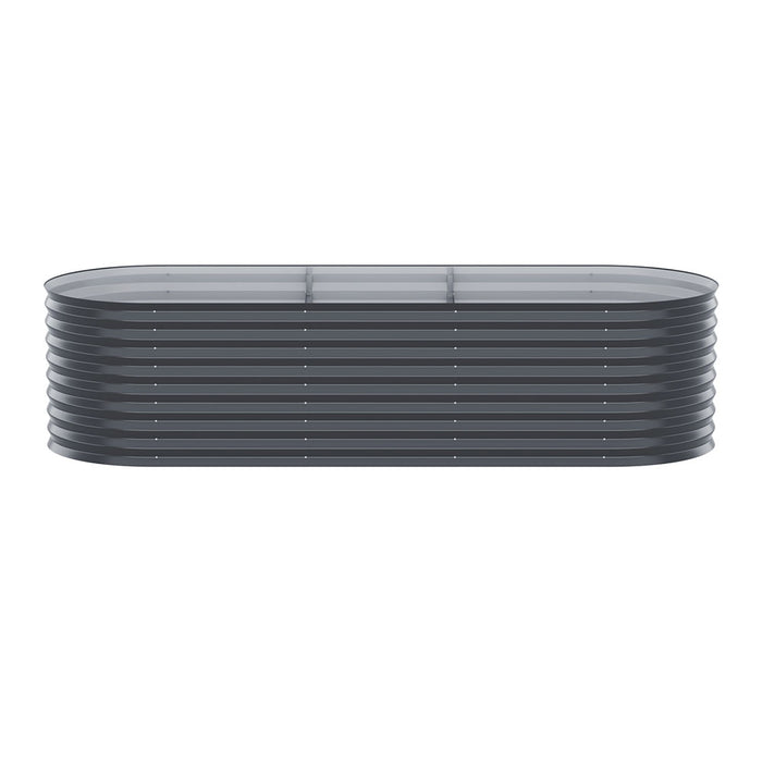 x2 Green Fingers Raised Garden Bed Kit Planter Oval Galvanised Steel 240cmX80cmX56cm
