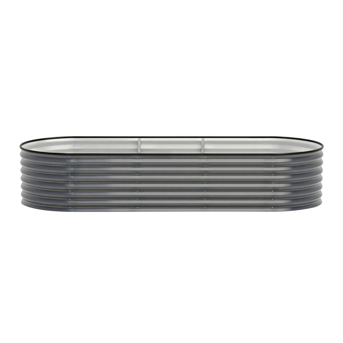 Green Fingers 3 Pcs Raised Garden Bed Kit Oval Galvanized Steel Planter Boxes 240x80x56cm, Heavy Duty Metal Elevated Garden Bed for Vegetables Flowers Herbs, with Safety Edging, Gloves & Pegs Included