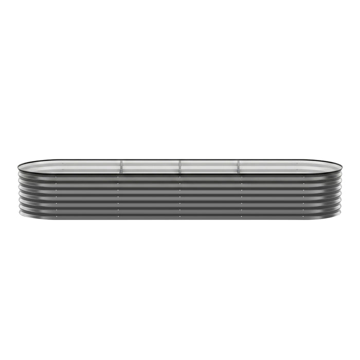 Green Fingers 4 Pcs Raised Garden Bed Kit Oval Galvanized Steel Planter Boxes 320x80x56cm, Heavy Duty Metal Elevated Garden Bed for Vegetables Flowers Herbs, with Safety Edging, Gloves & Pegs Included