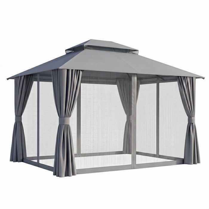 Instahut Gazebo 3x3m Canopy Outdoor Steel Frame Patio Tent Curtains Marquee Grey