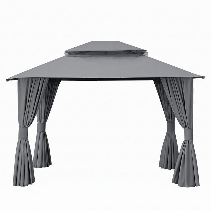 Instahut Gazebo 3x3m Canopy Outdoor Steel Frame Patio Tent Curtains Marquee Grey