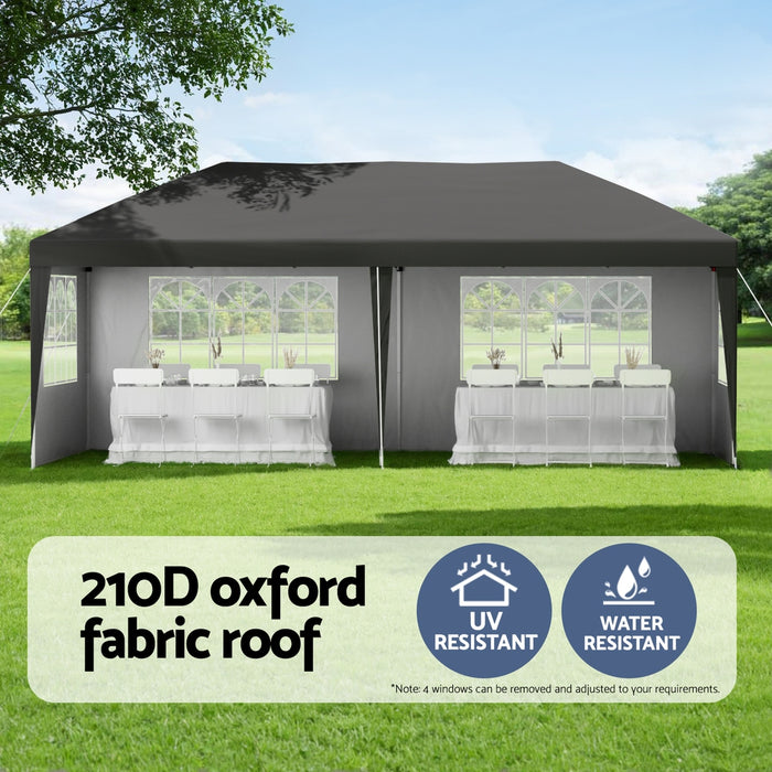Instahut Gazebo 3x6m Pop Up Marquee Wedding Party Outdoor Camping Canopy Grey