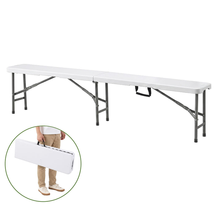 Gardeon 180cm Folding Garden Bench Portable Trestle Seat HDPE Fold In Half White