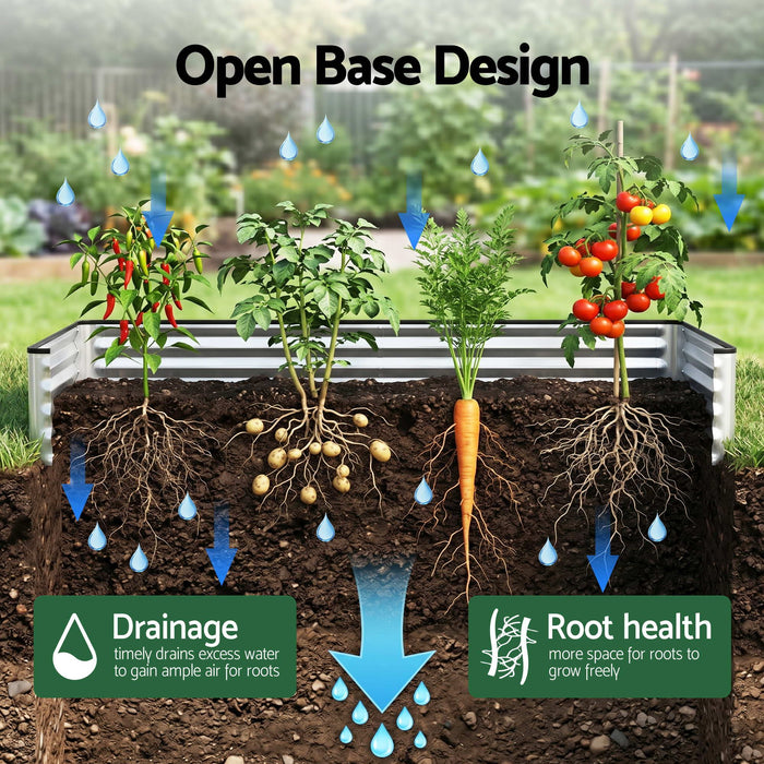 Green Fingers Raised Garden Bed with Greenhouse 3 in 1 Galvanised Planter Box Kit
