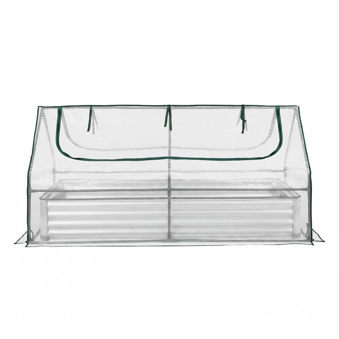 Green Fingers 3 in 1 Raised Garden Bed with Greenhouse Galvanised Planter Box Kit
