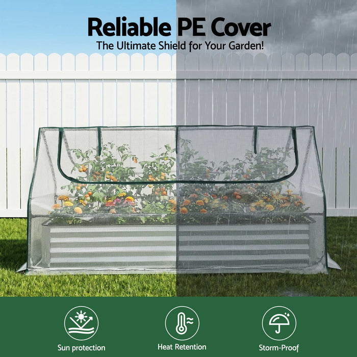 Green Fingers 3 in 1 Raised Garden Bed with Greenhouse Galvanised Planter Box Kit