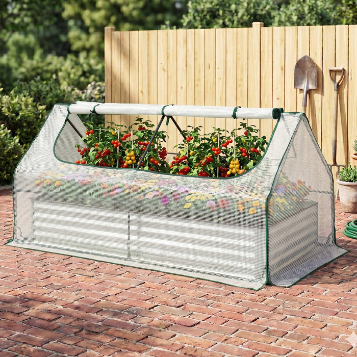 Green Fingers 3 in 1 Raised Garden Bed with Greenhouse Galvanised Planter Box Kit