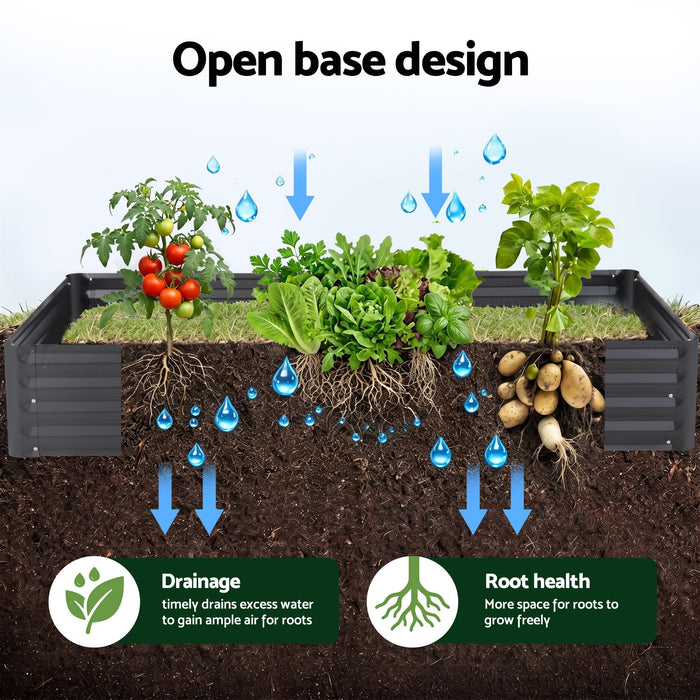 Green Fingers Raised Garden Bed with Mesh Netting Galvanised Planter Box Bird Proof 180x90x120cm