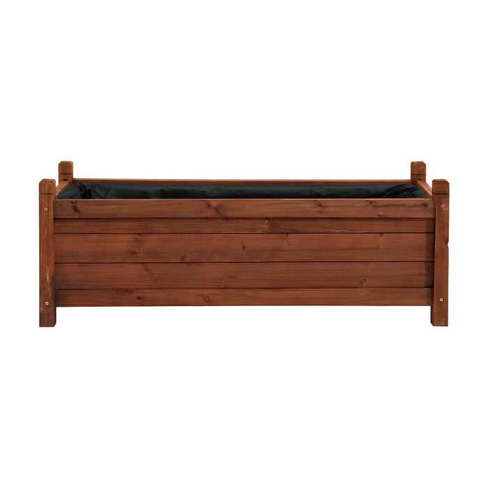 Green Fingers Garden Bed Wooden Planter Box Raised Container Growing 90x30x33cm Brown