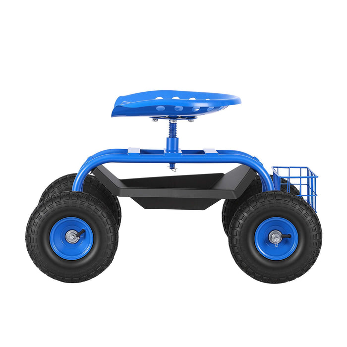 Gardeon Garden Seat with Wheels 360 Swivel Adjustable Height Rolling Stool 150kg