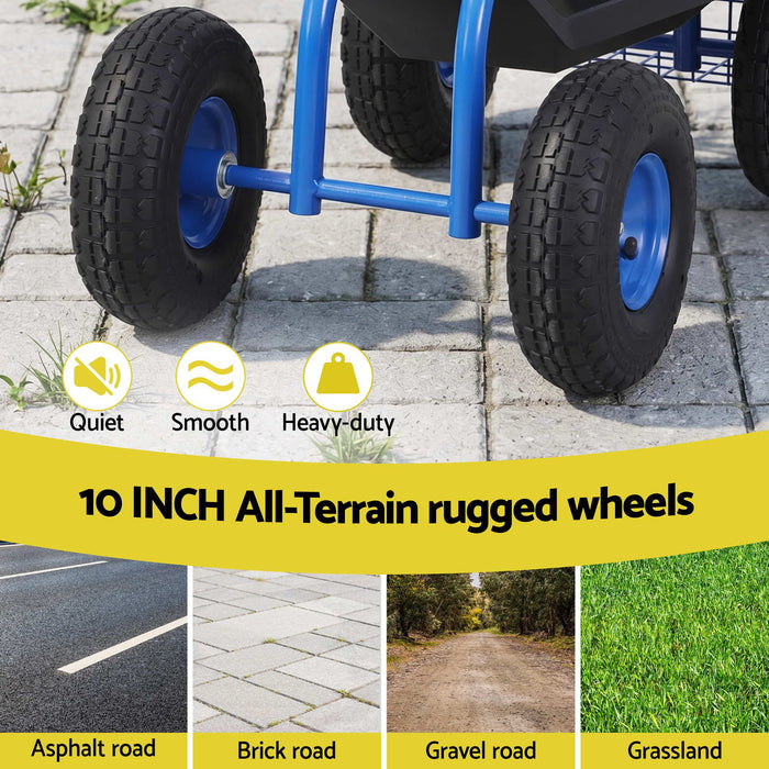 Gardeon Garden Seat with Wheels 360 Swivel Adjustable Height Rolling Stool 150kg