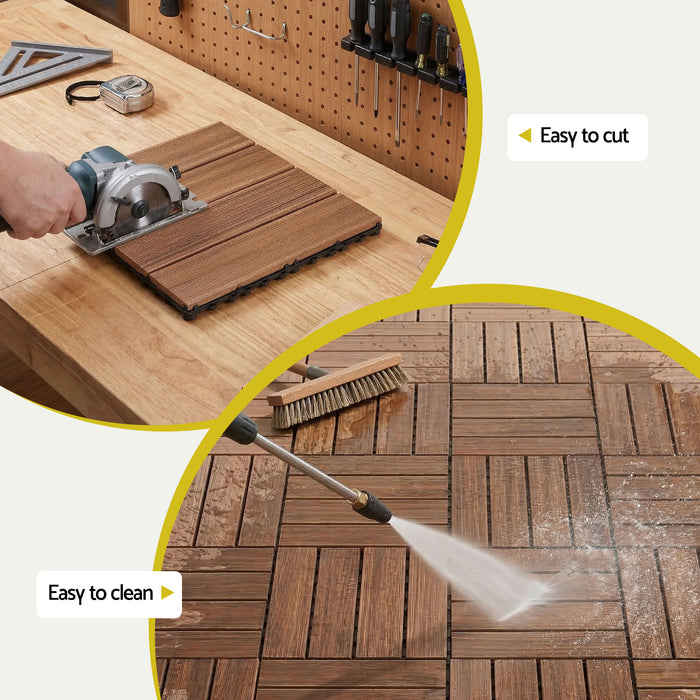Gardeon 10PCS Wood Deck Tiles 30x30cm Interlocking Floor Tiles for Patio Balcony Garden