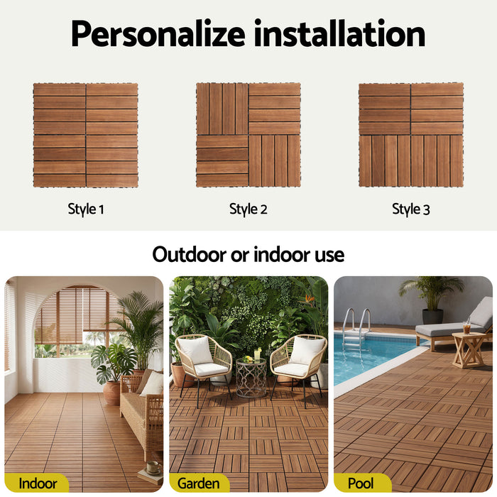 Gardeon 27PCS Wood Deck Tiles 30x30cm Interlocking Floor Tiles for Patio Balcony Garden