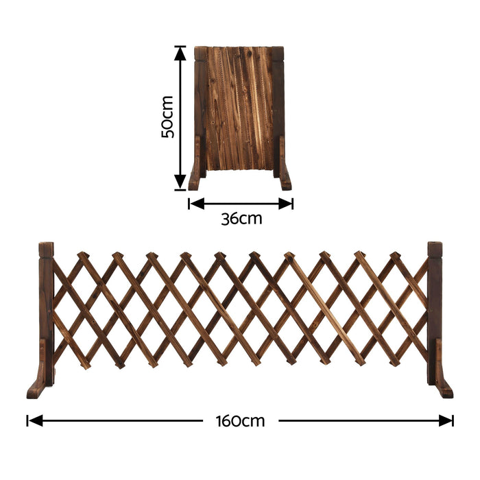 Gardeon Garden Fences Expandable Wooden Trellis Fence Plant Frame 160cm Brown
