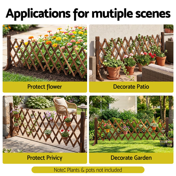 Gardeon Garden Fences Expandable Wooden Trellis Fence Plant Frame 160cm Brown