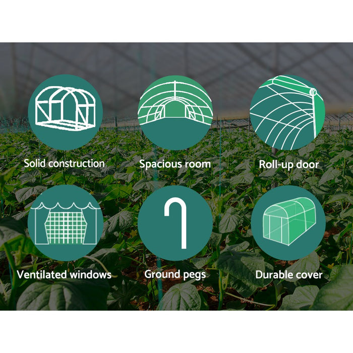 Green Fingers Greenhouse 6x3x2M Walk in Green House Tunnel Plant Garden Shed Dome