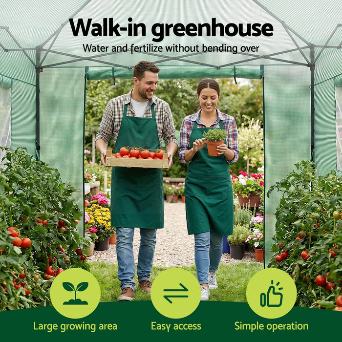 Green Fingers Greenhouse 180x240x240cm Steel Frame PE Cover Outdoor Shelter