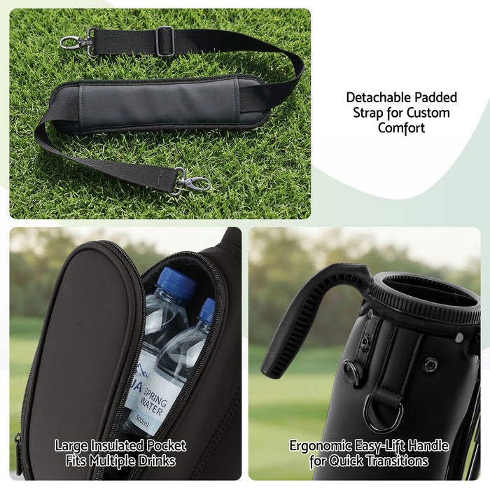Everfit Golf Stand Bag Lightweight Sunday Pitch And Putt Bag Black