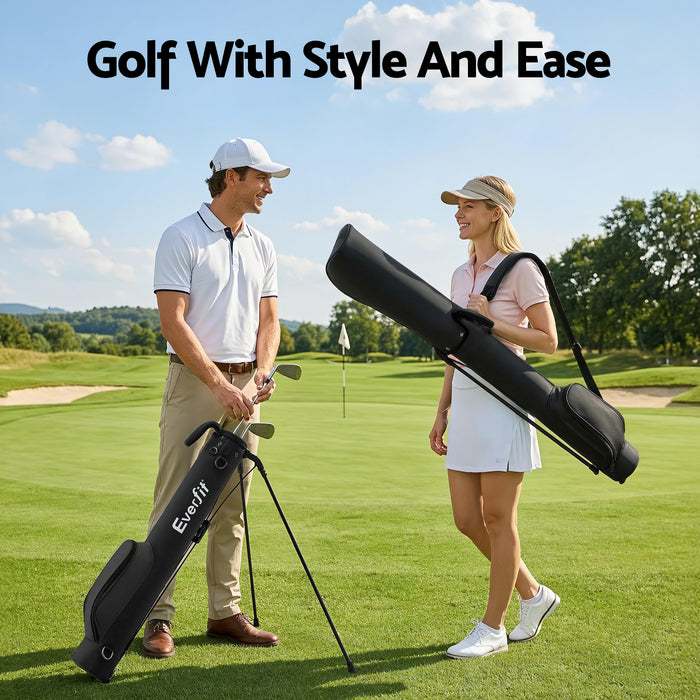 Everfit Golf Stand Bag Lightweight Sunday Pitch And Putt Bag Black