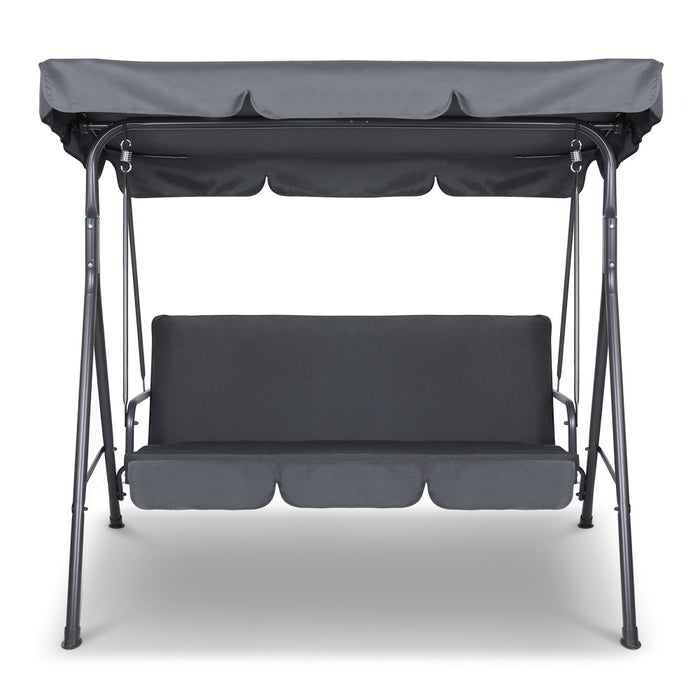 Gardeon Outdoor Swing Chair Garden Chair Bench Furniture Canopy 3 Seater Grey